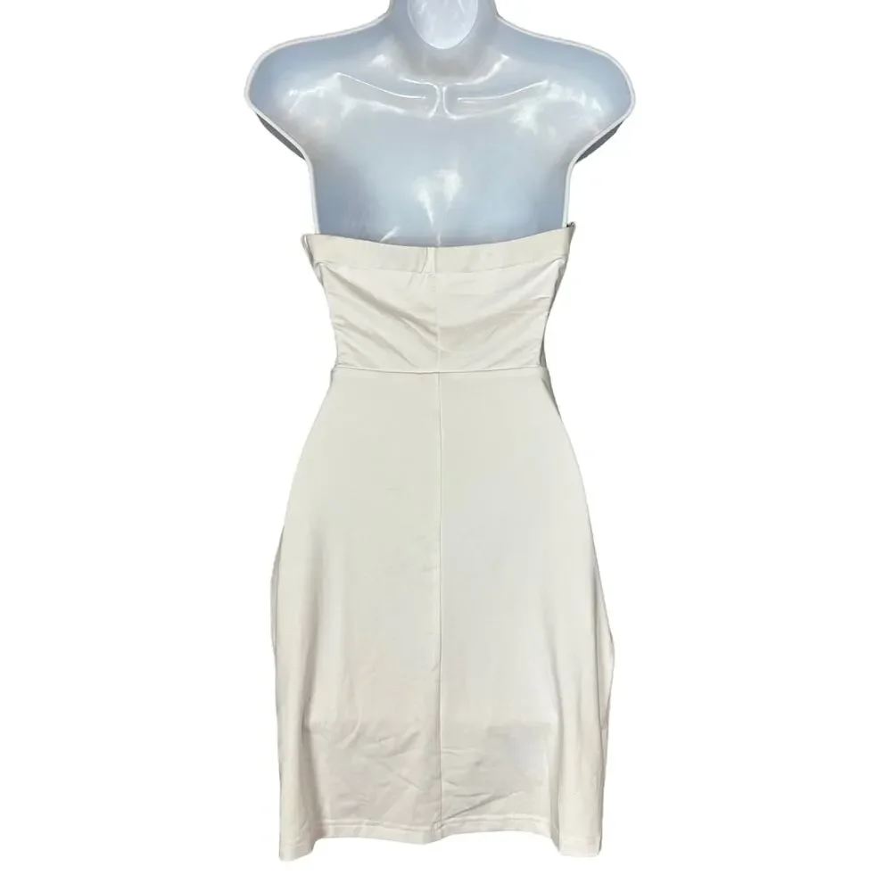Superdown White Strapless Mini Dress MEDIUM Cutout Bodycon Bachelorette $64 NEW - Picture 4 of 8